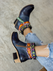 Vicconfy | Barry Western Leather Ankle Bootie