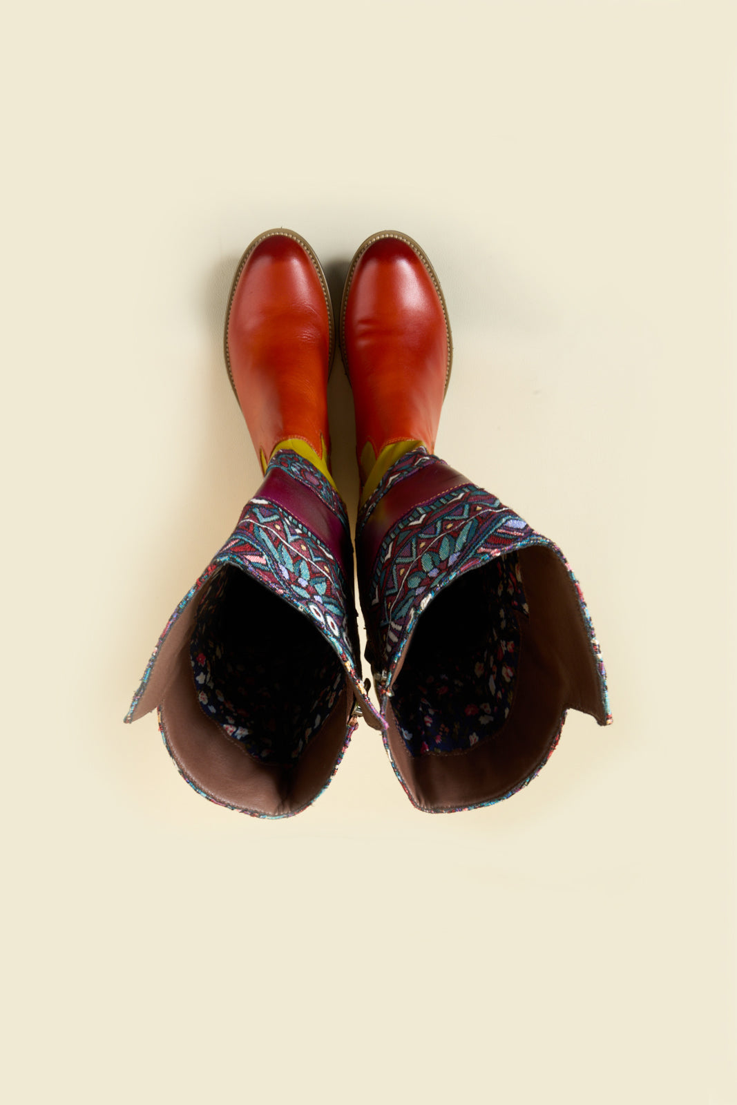 Vicconfy | Cozy Up Abstract Embroidered Leather Knee-High Boots