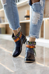 Vicconfy | Barry Western Leather Ankle Bootie