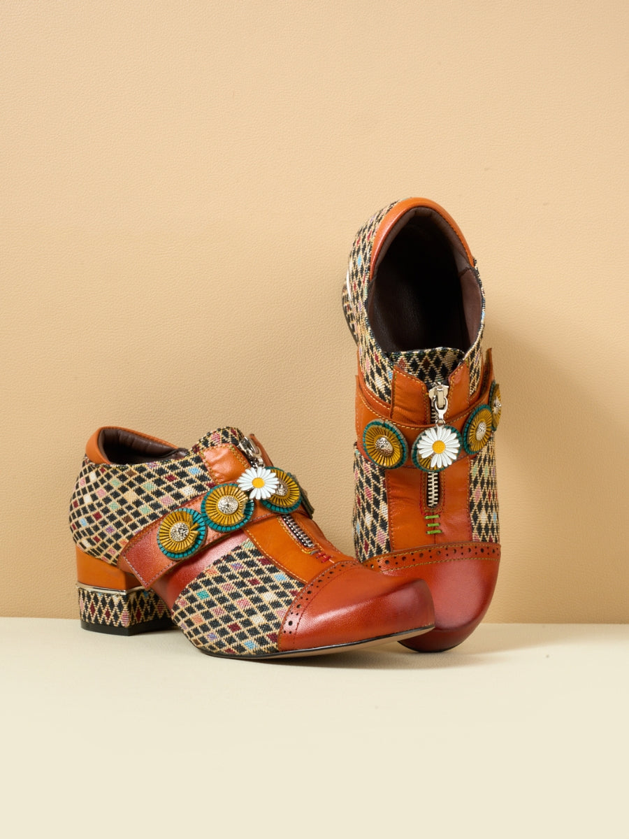 Vicconfy | Angelonia Jacquard Leather Oxford Brogues