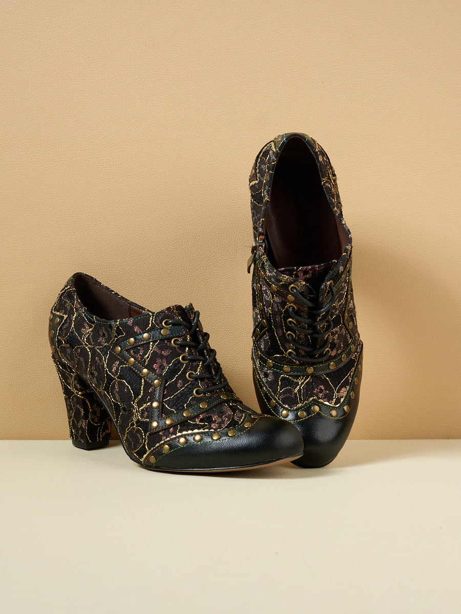 Vicconfy | Jingle My Way Stud Embellished Jacquard Oxford
