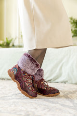 Vicconfy | ANKLE FUR  LACE UP LEATHER COMBAT BOOT