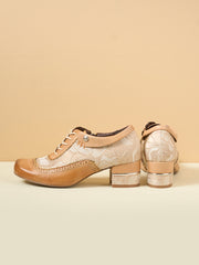Vicconfy | Walk In Roses Jacquard Leather Oxford Brogues