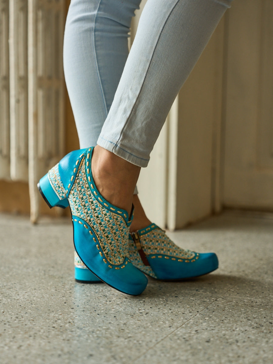 Vicconfy | Aliene Jacquard Leather Pump Booties