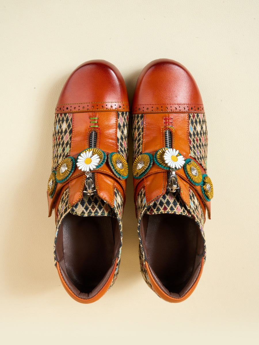 Vicconfy | Angelonia Jacquard Leather Oxford Brogues