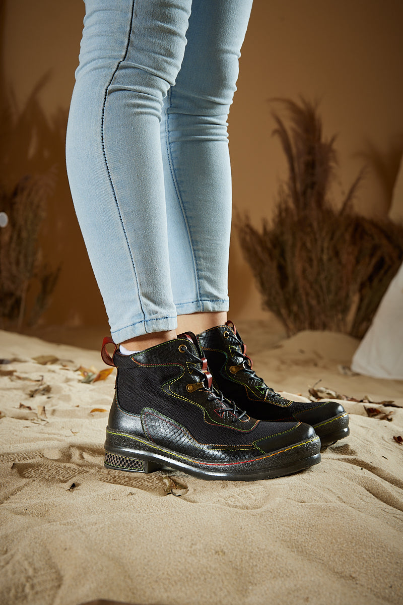 Vicconfy | Arlene Mesh Leather Hike Boots
