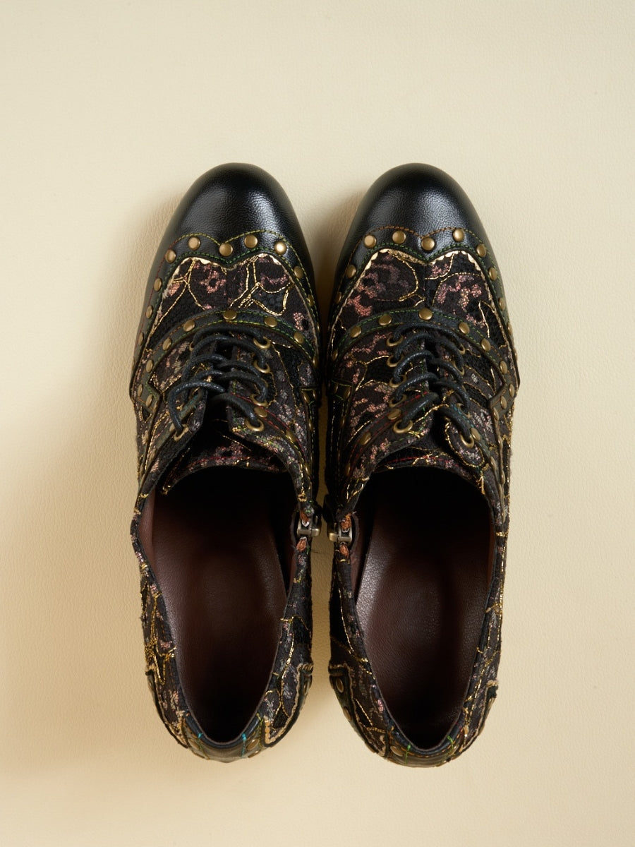 Vicconfy | Jingle My Way Stud Embellished Jacquard Oxford