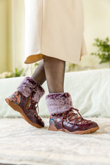 Vicconfy | ANKLE FUR  LACE UP LEATHER COMBAT BOOT