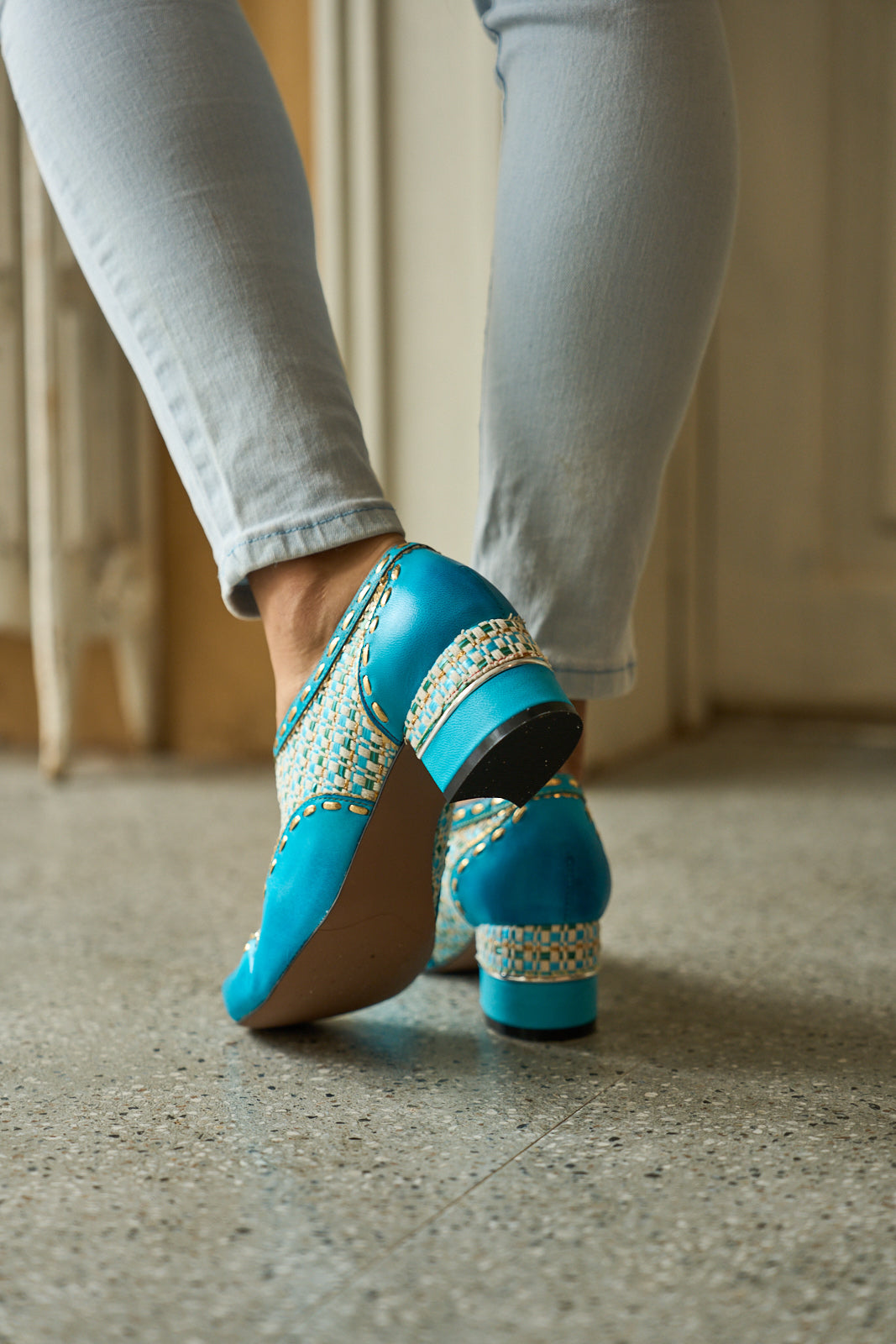 Vicconfy | Aliene Jacquard Leather Pump Booties