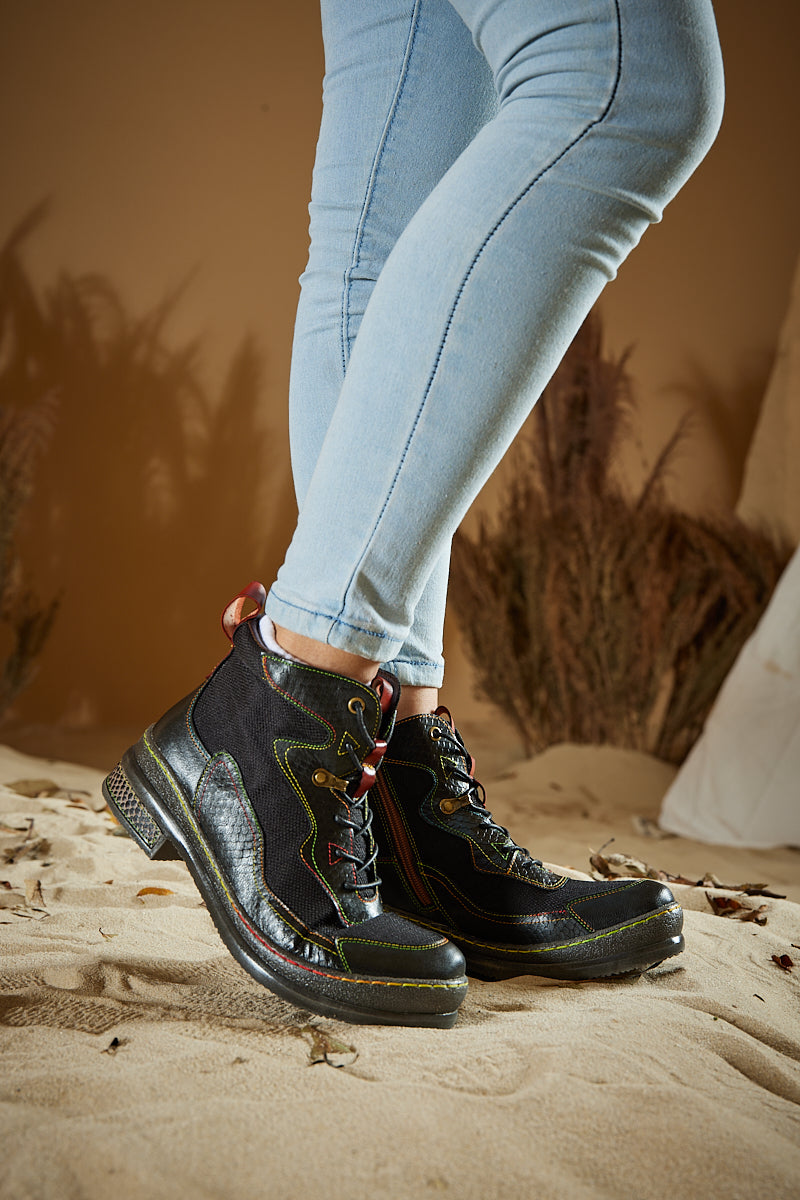 Vicconfy | Arlene Mesh Leather Hike Boots