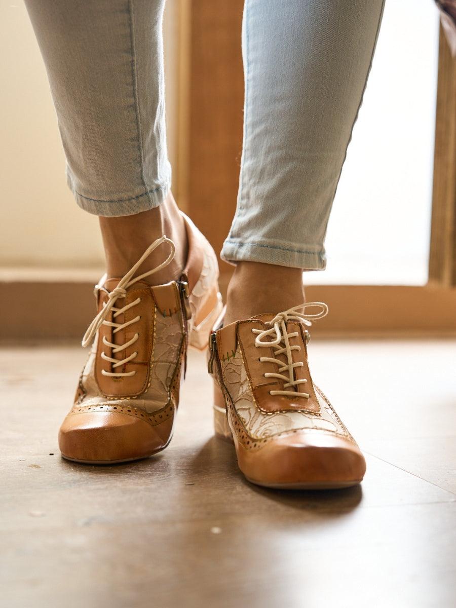 Vicconfy | Walk In Roses Jacquard Leather Oxford Brogues