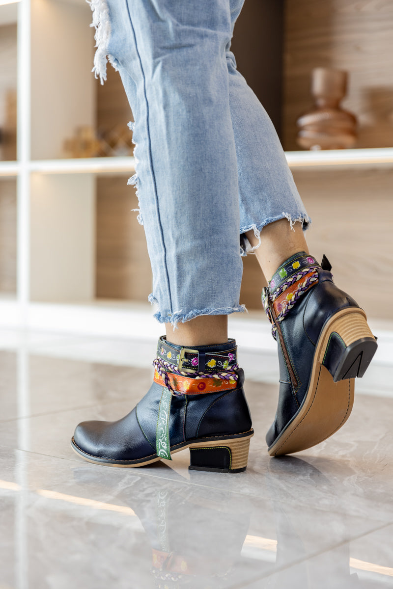 Vicconfy | Barry Western Leather Ankle Bootie