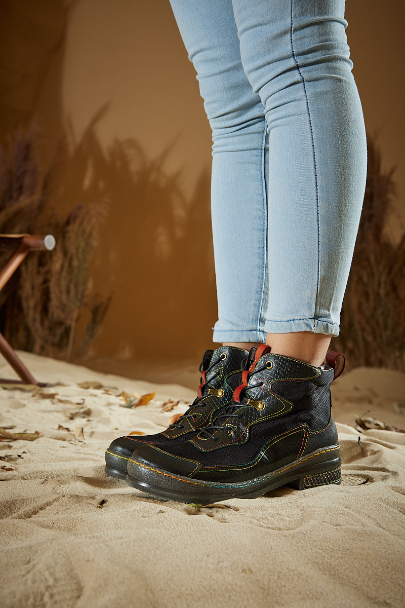 Vicconfy | Arlene Mesh Leather Hike Boots