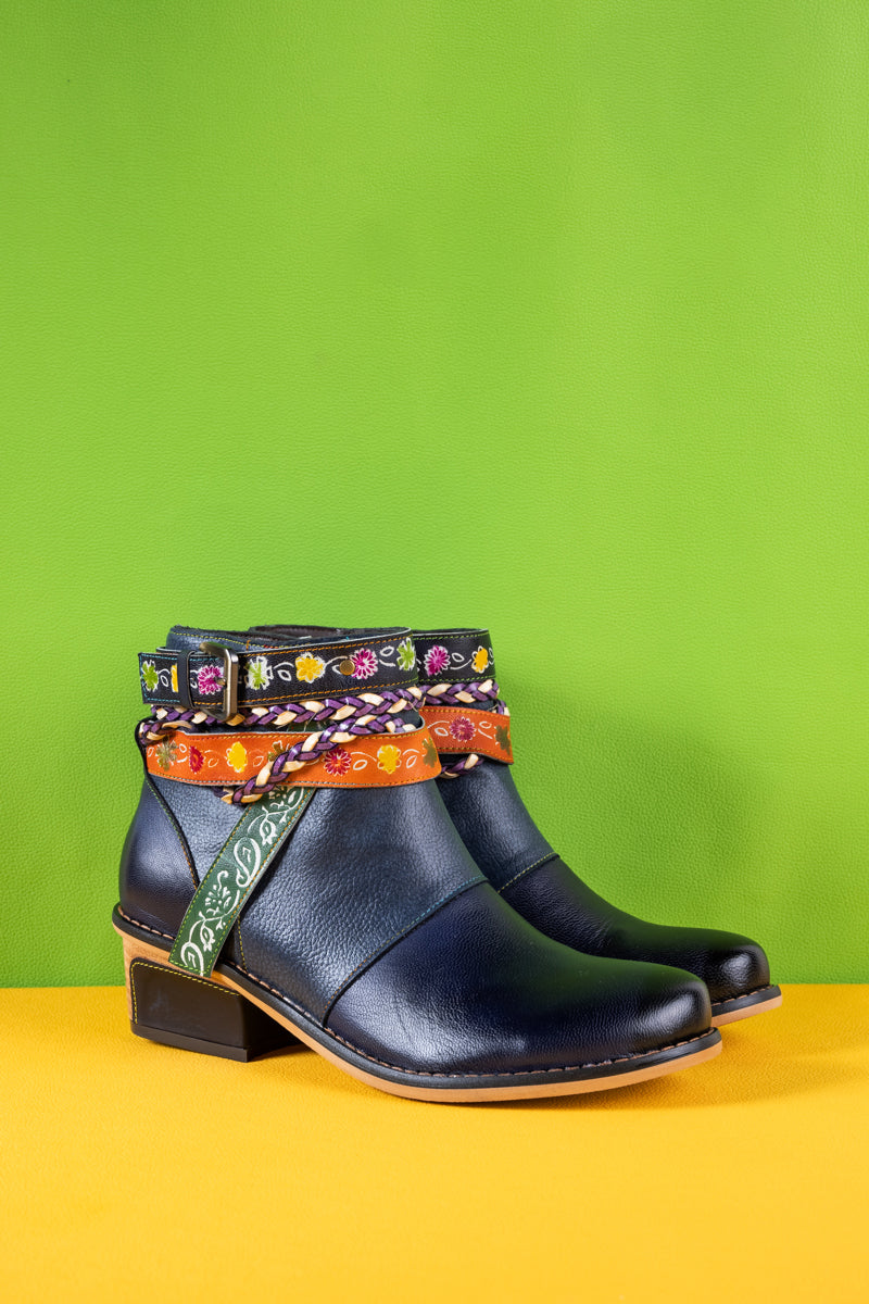 Vicconfy | Barry Western Leather Ankle Bootie