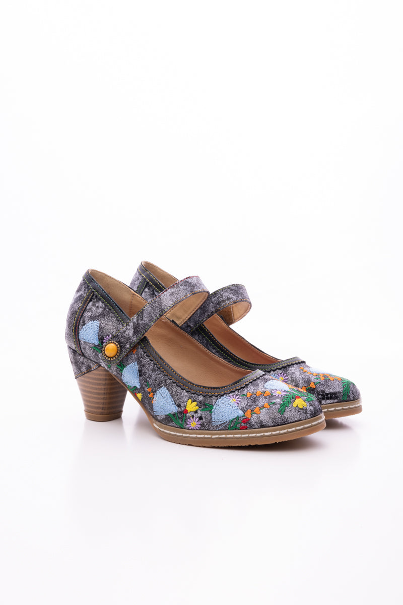 Vicconfy | GEORGINA FLORAL LEATHER PUMP
