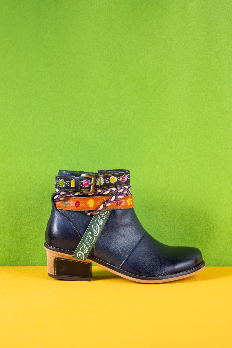 Vicconfy | Barry Western Leather Ankle Bootie