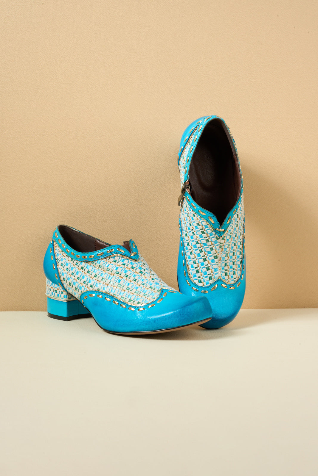 Vicconfy | Aliene Jacquard Leather Pump Booties